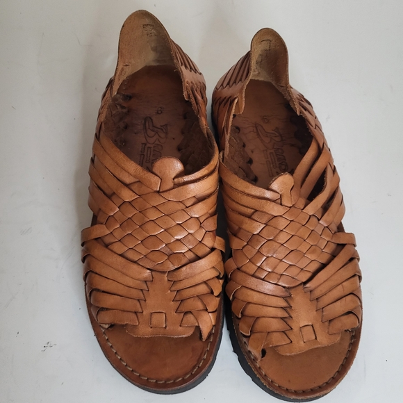 Women's Tan Leather Woven Sandals - Picture 3 of 6